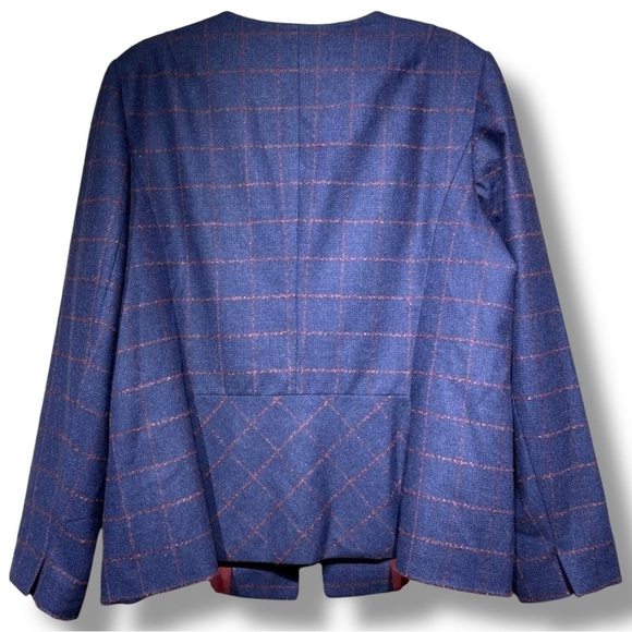 💙 Talbots Navy Wool Blend Windowpane Blazer – Size 12 New - Picture 6 of 9